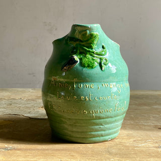 Vintage French Glazed Green Water Jug