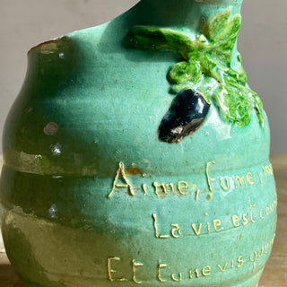 Vintage French Glazed Green Water Jug