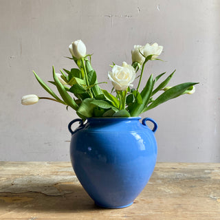 Antique French Blue Glazed Martres-Tolosane Confit Pot With Lid