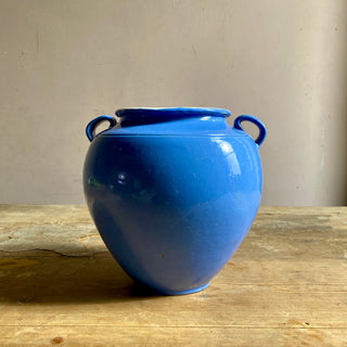 Antique French Blue Glazed Martres-Tolosane Confit Pot With Lid