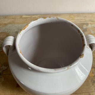 Antique French White Glazed Martres-Tolosane Confit Pot