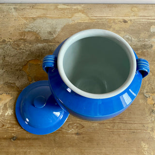 Antique French Blue Glazed Martres-Tolosane Confit Pot With Lid