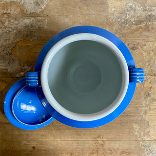 Antique French Blue Glazed Martres-Tolosane Confit Pot With Lid