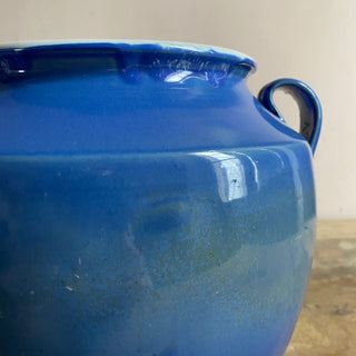 Antique French Blue Glazed Martres-Tolosane Confit Pot With Lid