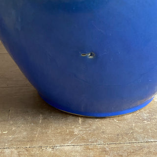 Antique French Blue Glazed Martres-Tolosane Confit Pot With Lid