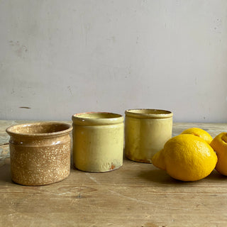 TRIO OF ANTIQUE FRENCH GLAZED CONFITURE (JAM) POT