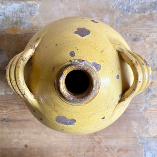 Antique French Four Handled Yellow Conscience Jar