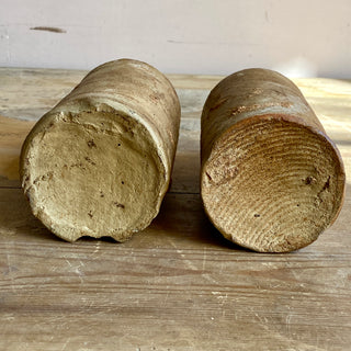 Pair of 19th Century French Primitive Handmade Stoneware Bottles