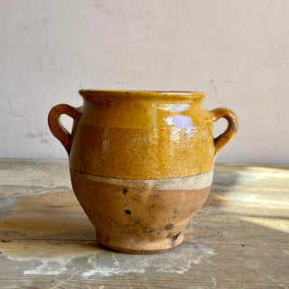 Antique Yellow Glazed Confit Pot - Rare Very Small Size