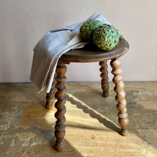 Antique French Ornate Turned Leg Stool