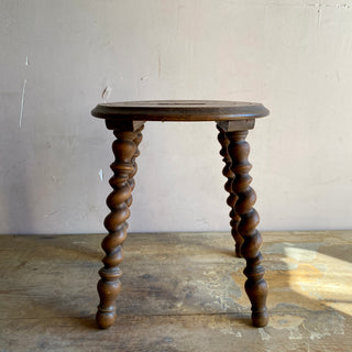 Antique French Ornate Turned Leg Stool