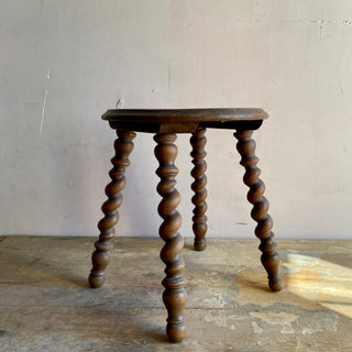 Antique French Ornate Turned Leg Stool