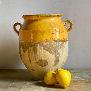 Antique Yellow Glazed Confit Pot - Large Size