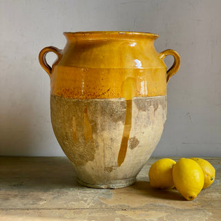 Antique Yellow Glazed Confit Pot - Large Size