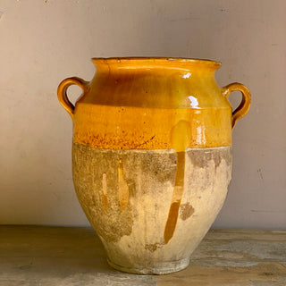 Antique Yellow Glazed Confit Pot - Large Size