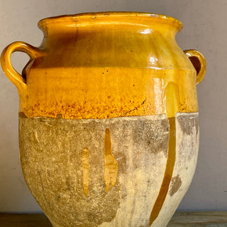 Antique Yellow Glazed Confit Pot - Large Size
