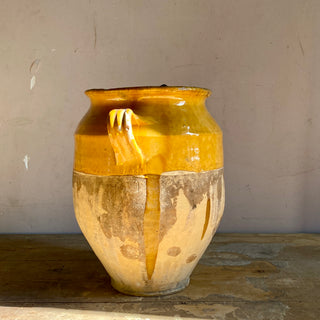 Antique Yellow Glazed Confit Pot - Large Size