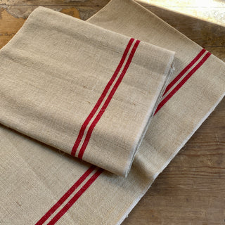Pair of Large Vintage French Hessian Tea Towels - New Old Stock