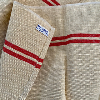 Pair of Large Vintage French Hessian Tea Towels - New Old Stock