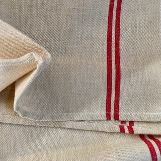 Pair of Large Vintage French Hessian Tea Towels - New Old Stock