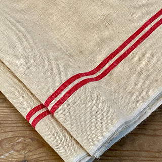 Pair of Large Vintage French Hessian Tea Towels - New Old Stock