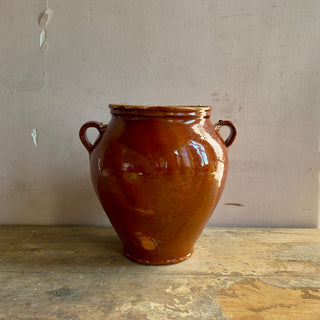 Antique French Orange Glazed Confit Pot