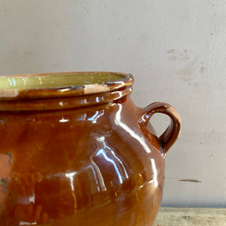 Antique French Orange Glazed Confit Pot