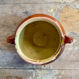 Antique French Orange Glazed Confit Pot