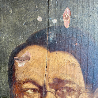 Antique French Portrait Painted on Wooden Board