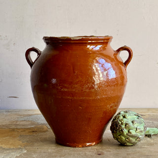 Antique French Orange Glazed Confit Pot