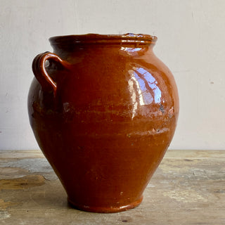 Antique French Orange Glazed Confit Pot