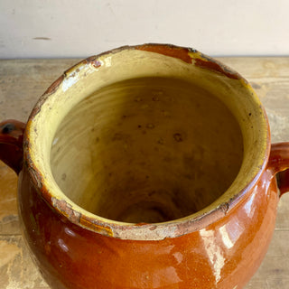 Antique French Orange Glazed Confit Pot