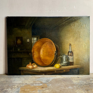 Antique French Oil On Canvas Table Scene