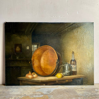 Antique French Oil On Canvas Table Scene