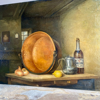 Antique French Oil On Canvas Table Scene