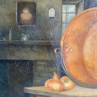 Antique French Oil On Canvas Table Scene