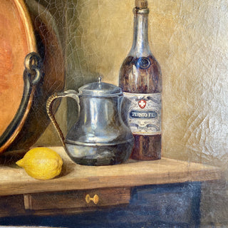 Antique French Oil On Canvas Table Scene