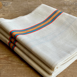 Trio of Large Vintage French Cotton Tea Towels - New Old Stock