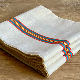 Trio of Large Vintage French Cotton Tea Towels - New Old Stock