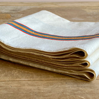 Trio of Large Vintage French Cotton Tea Towels - New Old Stock
