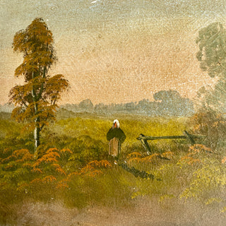 Antique French Oil On Canvas Country Scene