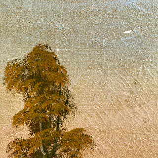 Antique French Oil On Canvas Country Scene