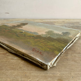 Antique French Oil On Canvas Country Scene
