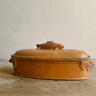 Rare Antique French Ceramic Fish Poacher