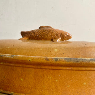 Rare Antique French Ceramic Fish Poacher
