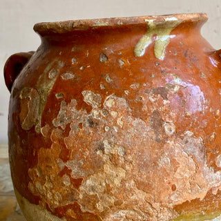 Antique French Orange & Yellow Glazed Confit Pot