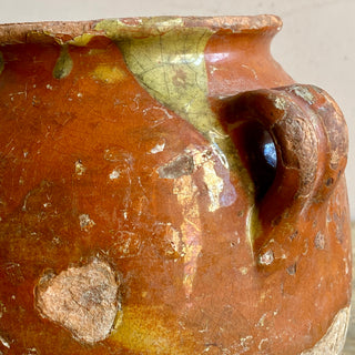 Antique French Orange & Yellow Glazed Confit Pot
