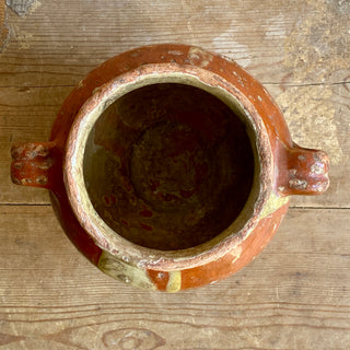 Antique French Orange & Yellow Glazed Confit Pot