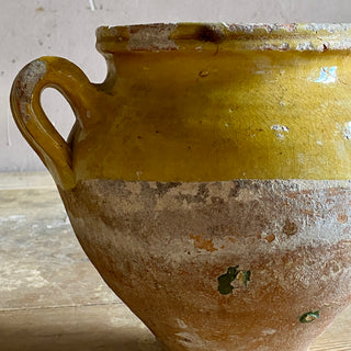 Antique Yellow Glazed Confit Pot - Rare Small Size