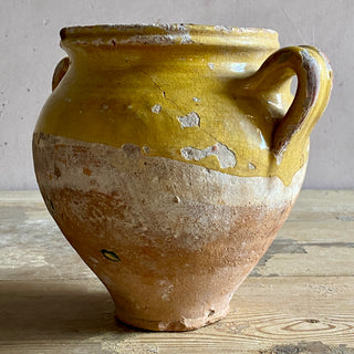 Antique Yellow Glazed Confit Pot - Rare Small Size